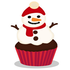 christmas cupcake with snowman