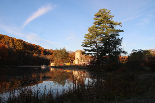 autumn landscape with lake and trees - Powered by Adobe