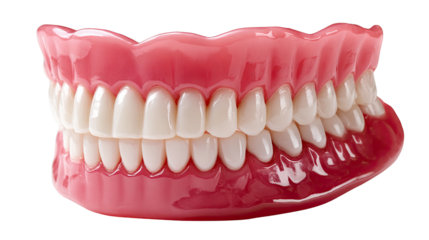 Perfect Smile Showcase: Close-up of complete denture teeth, designed for optimal comfort and a natural look, representing oral health
