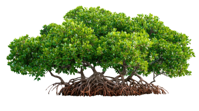 Mangrove tree: A vibrant mangrove tree thrives with lush green leaves and intricate root system, a testament to nature's resilience.