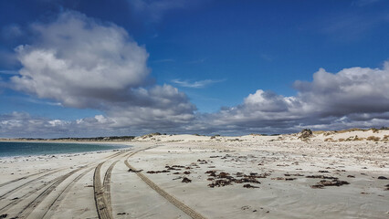 Stunning View of Lake Newland Conservation on Eyre Peninsula With Clouds and Sandy Shore