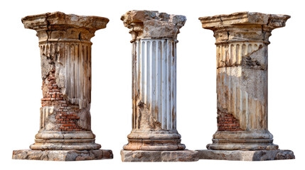 Fototapeta premium Ancient Pillars: Weathered stone pillars stand as silent sentinels, revealing the remnants of a bygone era, echoing tales of history and civilization.