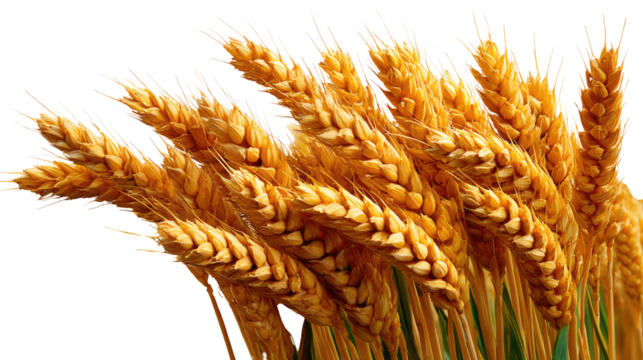Golden Wheat Harvest: A close-up view reveals golden wheat stalks, symbolizing abundance and the bounty of the harvest, bathed in natural light.
