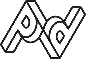 the logo consists of monogram the letter P, N and D. Abstract, outline and elegant.