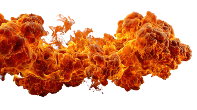 Fiery Inferno: An explosive display of raw power and untamed energy is shown in the image, an inferno of vibrant flames reaching out, symbolizing destruction and the untamed force of nature.