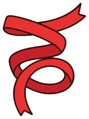 Swirling red ribbon banner for festive decoration