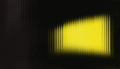 Abstract Yellow Light Rectangle on Dark Vertical Texture. Concentrated Spot Light Effect. Dark Abstract Background with Glowing Yellow Panel and Vertical Line Distortion