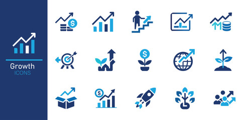 Fototapeta premium **Growth Icon Set – Performance, Improvement, and Development Vector Icons* 