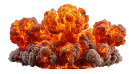 Fiery Combustion: A powerful explosion of fire and smoke against the backdrop of an undefined space, showcasing the raw energy and destructive force of a massive blast. 