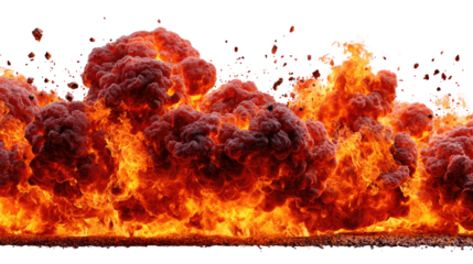 Fiery Explosion: A massive explosion erupts, painting the sky with dynamic flames and billowing smoke, a captivating display of raw energy and destructive force.
