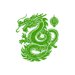 Fototapeta premium 【Animals Icons – Basic】Japanese Dragon Silhouette Illustration / 墨絵風の龍シルエットイラスト 