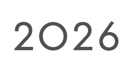 Bold dark gray numbers 2026 displayed clearly against a white background