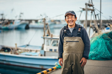 Obraz premium 漁業に携わるシニア男性