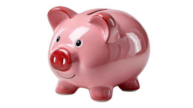 Savings Strategy: A charming pink piggy bank, a timeless symbol of saving, ready to receive coins and foster a secure financial future.