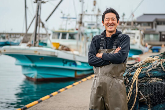 漁業に携わるシニア男性