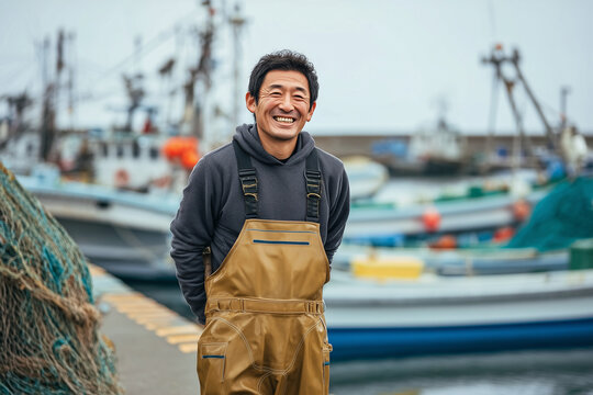 漁業に携わるシニア男性