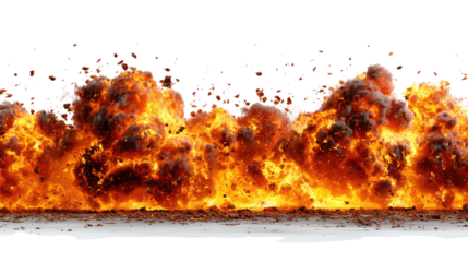 Explosive Energy: A dynamic display of raw power as an explosive blast fills the frame with a chaotic dance of fire and debris.