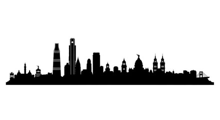 Naklejka premium London Skyline Silhouette A Detailed Urban Panorama.