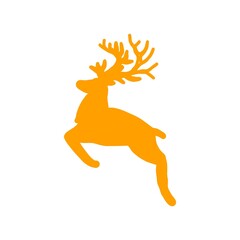 Jumping Reindeer Silhouette クリスマスに跳ねるトナカイのシルエットイラスト	
