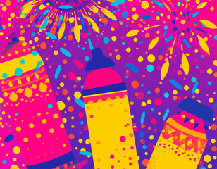 Vibrant Celebration with Maracas and Confetti.