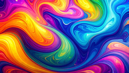 Vibrant Rainbow Swirls Abstract Background.