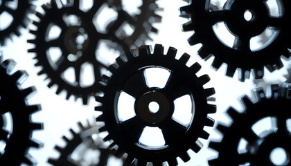 Mechanical Symphony: An abstract composition of interlocking gears, showcasing a dynamic interplay of motion, precision, and the interconnected nature of intricate mechanisms.