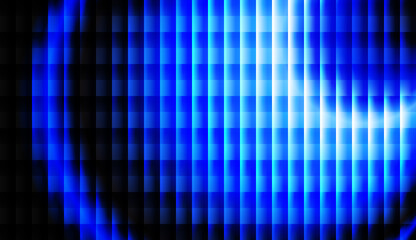 Dark Futuristic Pixel Grid Gradient Background with Intense Blue Flare and Glass Effect