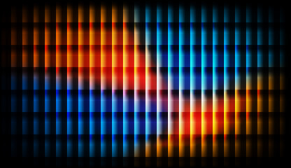 Dark Futuristic Grid Gradient Background with Blue and Orange Neon Glow and Glass Effect