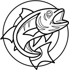 Logo fish garis Black and white
