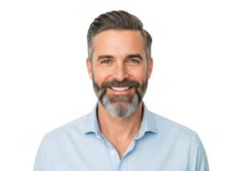 Smiling man with beard isolated on transparent background