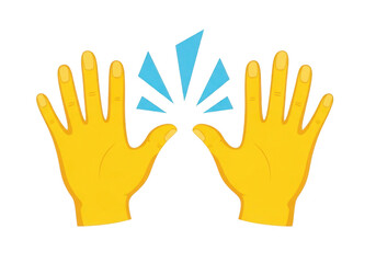 Obraz premium Two yellow hands with blue shards isolated on transparent background