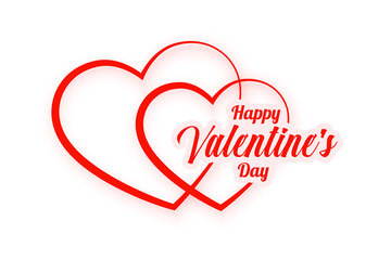Two intertwined translucent hearts with a red outline and a happy Valentine's Day text overlay on a transparent PNG background.