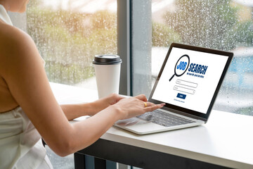 Online job search on modish website for worker to search for job opportunities on the recruitment...