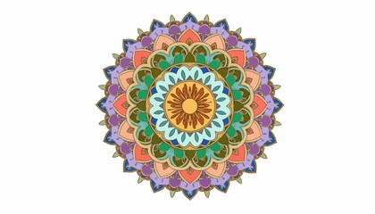 Vibrant, intricate mandala design radiating calm and spiritual energy, perfect for wellness and yoga promotions