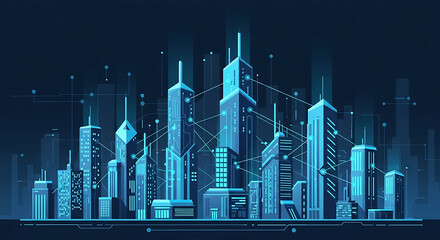 Futuristic cityscape showcasing advanced technology and interconnected infrastructure.