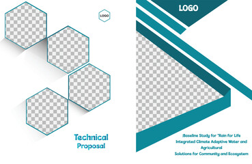 Technical proposal cover template modern design with hexagon shapes and space for images suitable for business or project