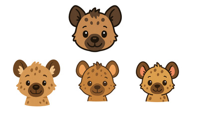 Fototapeta premium Cute Cartoon Hyena Face Vector Illustration