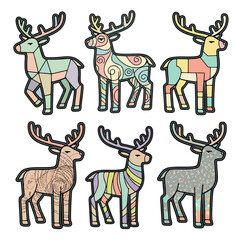Abstract Patterned Reindeer Full Body Stickers