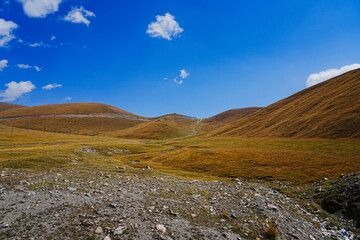 a vast panoramic view of alpine meadows and natural grasslands.