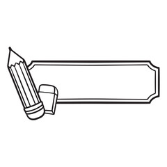 banner with pencils icon cartoon black and white vector illustration graphic design