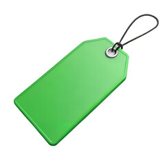 Green blank price tag isolated on white background