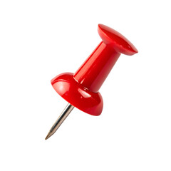 Red push pin isolated on white background