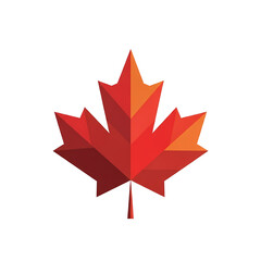 Fototapeta premium Geometric Red Maple Leaf Illustration on Black Background: Modern Canadian Symbolism for Design and Commercial Use