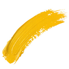 Yellow paint stroke on white background