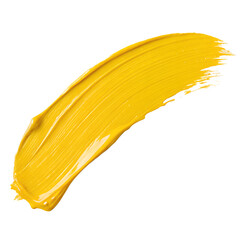 Yellow paint stroke on white background