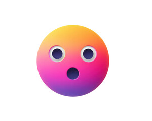 Fototapeta premium Round Emoji Face with Gradient Pink to Yellow and Surprised Eyes on a Black Background emoticon expression, Png Transparent, Isolated on White