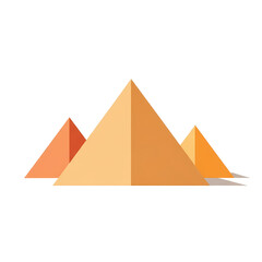 Minimalist Graphic: Three Pyramids in Shades of Orange on Black Backdrop, Flat Design, Desert Concept