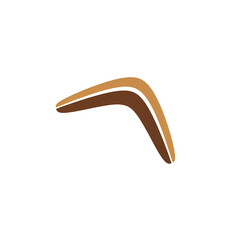 Brown Boomerang Icon on Black Background: Australian Culture, Traditional Weapon, Vector Illustration
