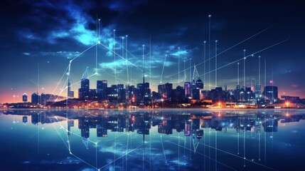 Fototapeta premium 5G, 6G, Big data wireless network, high speed internet, cloud computing or connect diagram technology, Data storage, service, synchronize, online, financial, Connectivity global, smart city, Gen AI