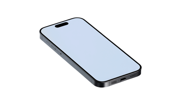 Modern smartphone with blank screen and sleek metallic frame isolated on black background